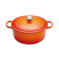 thumb-Stoofpot 24 cm oranje volcanique met deksel gietijzer-1
