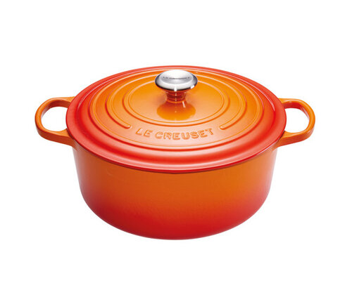  Le Creuset Stoofpot 24 cm oranje volcanique met deksel gietijzer 