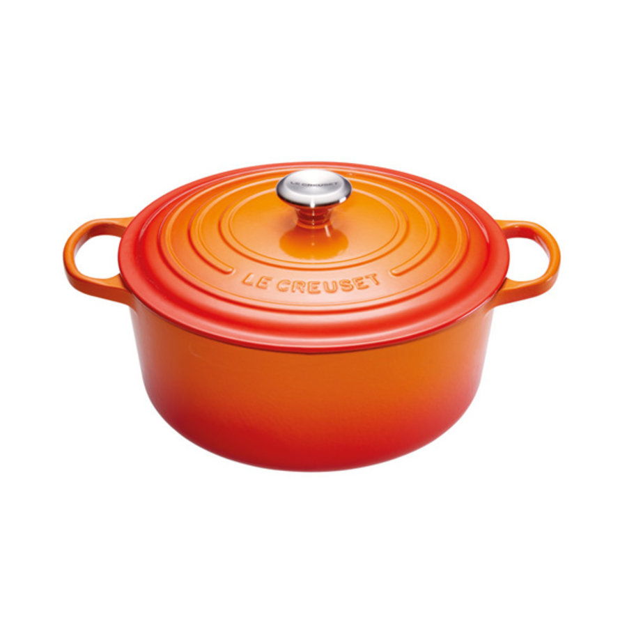 Stoofpot 24 cm oranje volcanique met deksel gietijzer-1