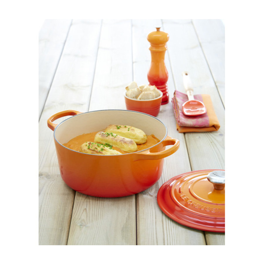 Stoofpot 24 cm oranje volcanique met deksel gietijzer-2