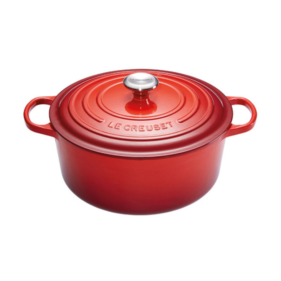 Stoofpot 30 cm rood met deksel gietijzer-1