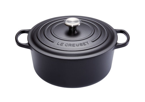  Le Creuset Stoofpot 30 cm mat zwart met deksel gietijzer 