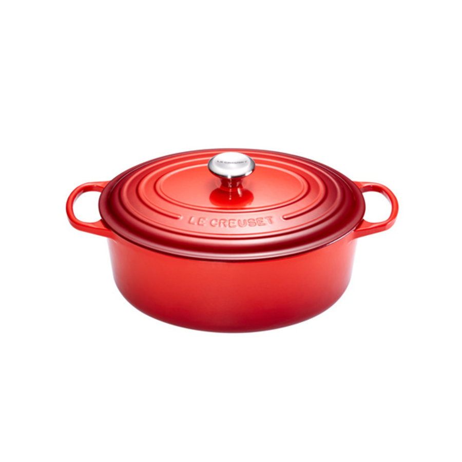 Ovale stoofpot 33 cm rood gietijzer-1