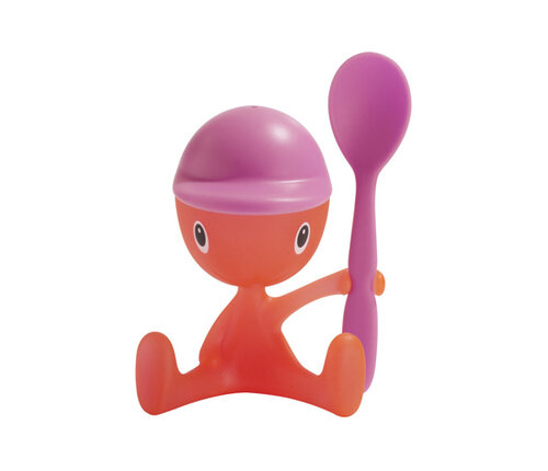  Alessi Eierdopje roze  Cico met lepeltje en zoutstrooier 