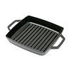 Grillpan gietijzer zwart met 2 handvatten 23x23 cm