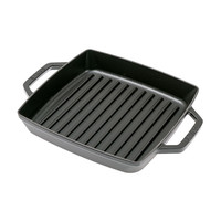 thumb-Grillpan gietijzer zwart met 2 handvatten 23x23 cm-1