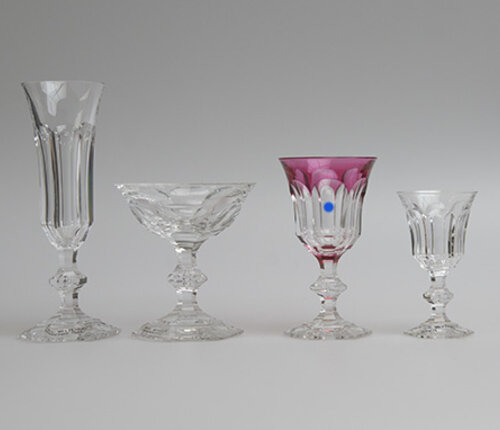  Val Saint Lambert Witte wijnglas Metternich côtes plates rode kleur 