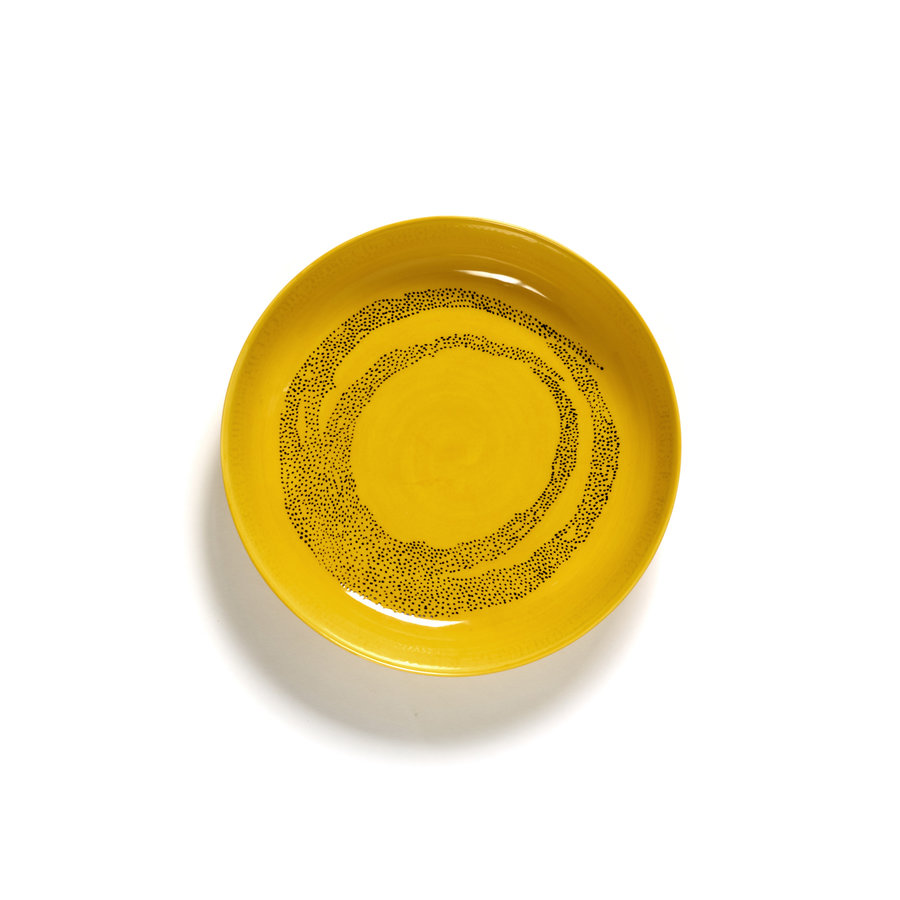 Diep bord 22 cm Feast Ottolenghi geel met zwarte stippen-1