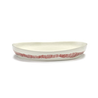 thumb-Serveerschaal 36 cm Feast Ottolenghi wit met rode streepjes-1