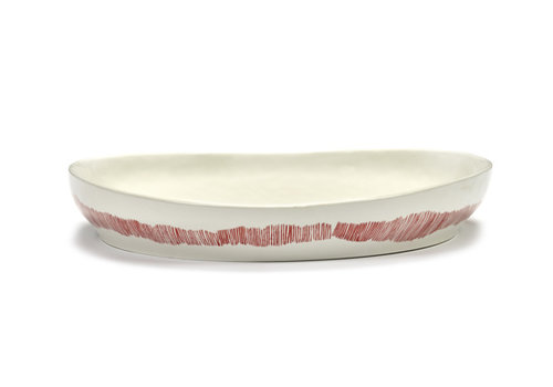  Serax Serveerschaal 36 cm Feast Ottolenghi wit met rode streepjes 