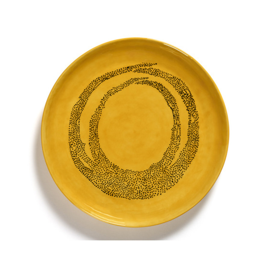 Serveerschaal 35 cm Feast Ottolenghi geel met zwarte stipjes-1
