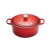 Stoofpot 26 cm rood met deksel gietijzer fonte