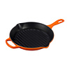 Grillpan rond 26 cm volcanique oranje met steel gietijzer fonte