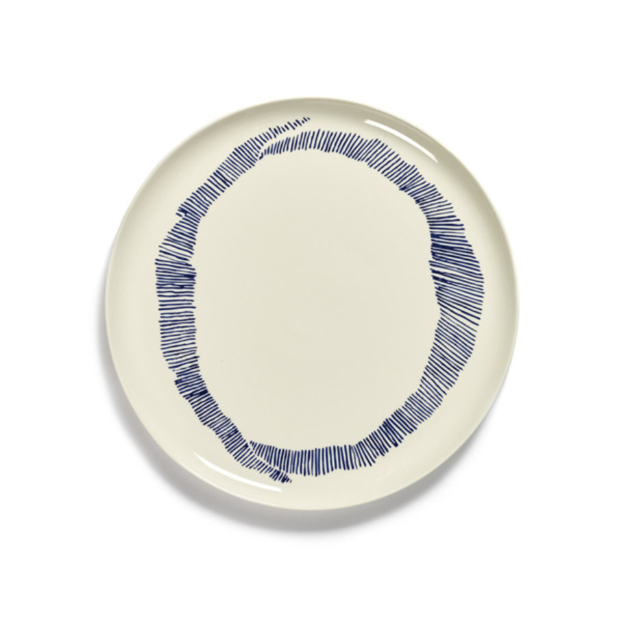 Ronde schotel 35 cm Feast Ottolenghi -  wit met blauwe swirl-1
