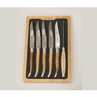 Set 6 steakmessen Laguiole en Aubrac Franse houtsoorten