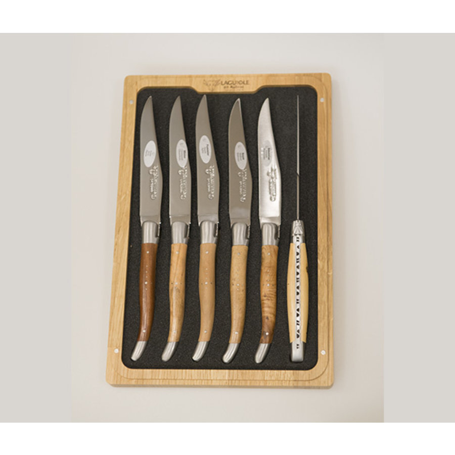 Set 6 steakmessen Laguiole en Aubrac Franse houtsoorten-1