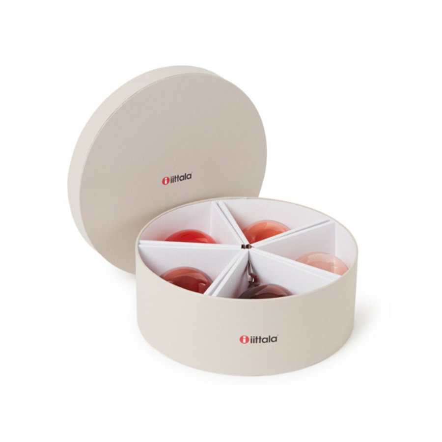 Set 5 glazen kerstballen 8 cm in tinten van rood-3