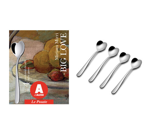  Alessi Set 4 espressolepels Big Love 10 cm hartvorm rvs 