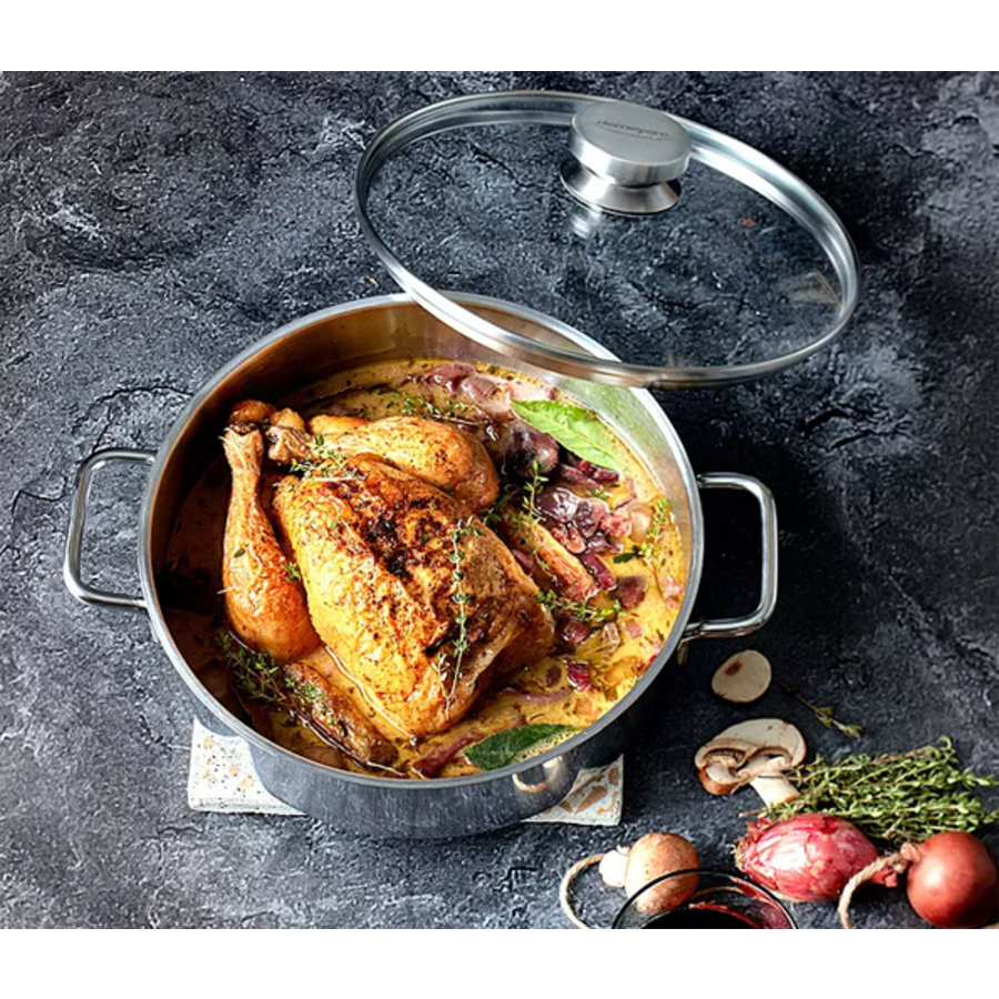 Lage kookpot Apollo 28 cm met glasdeksel-1