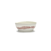 thumb-Grote bowl 17 cm Feast Ottolenghi wit met rode swirl-1