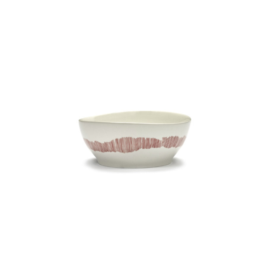 Grote bowl 17 cm Feast Ottolenghi wit met rode swirl-1