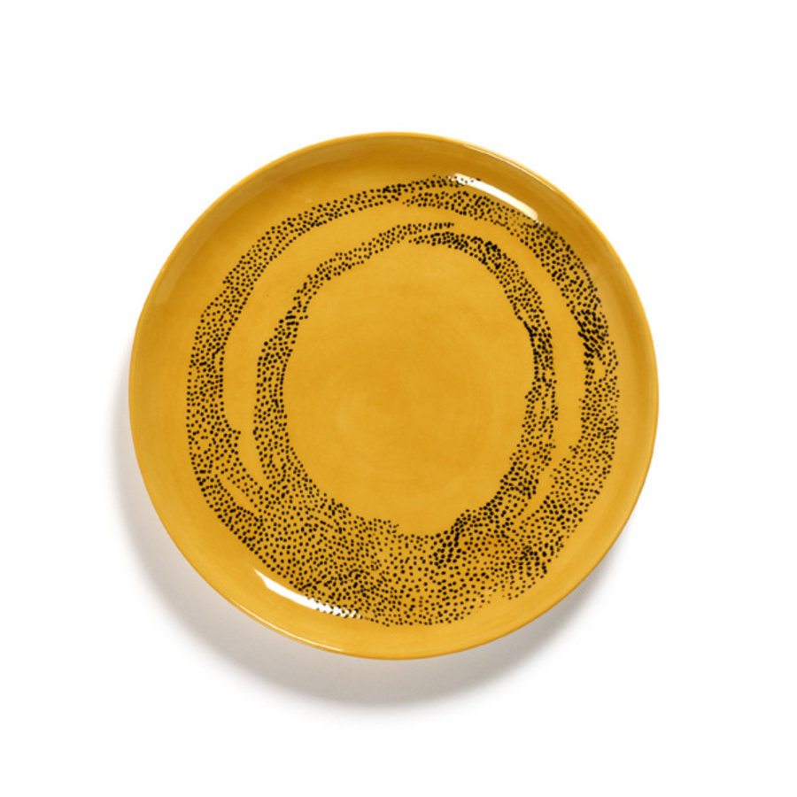 Dessertbord 22.5 cm Feast Ottolenghi geel met zwarte stippen-1