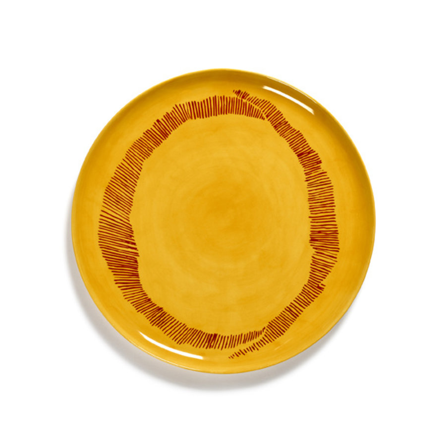 Ronde schotel 35 cm Feast Ottolenghi -  geel met rode swirl-1