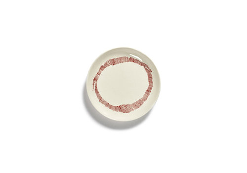  Serax Bordje 16  cm Feast Ottolenghi wit met rode swirl 