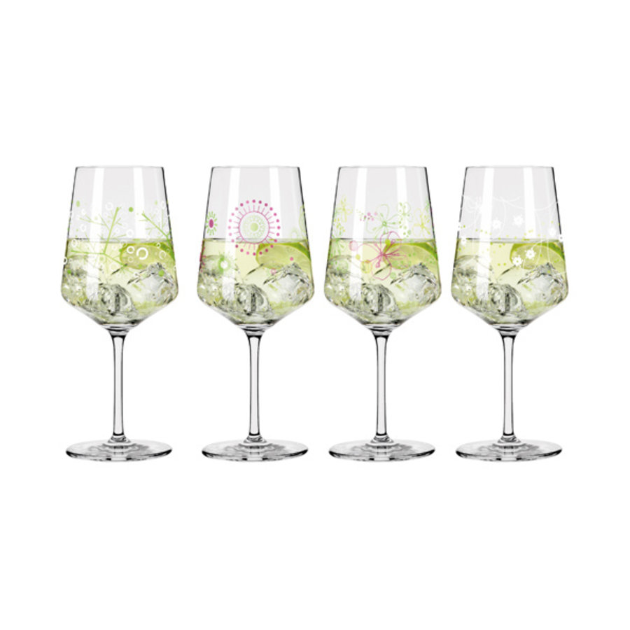 Set van 4 Hugo glazen gekleurd decor-1