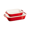 Set 2 ovenvaste gratins keramiek rood 20 en 27 cm lengte