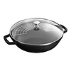 Staub Wok gietijzer met glasdeksel 30 cm zwart