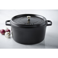 thumb-Ronde cocotte 34 cm mat zwart m deksel 12.5 L12.6 liter-1