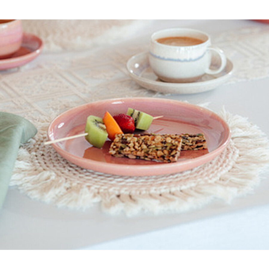 Ontbijtbord / Dessertbord Perlemor Coral roze-2