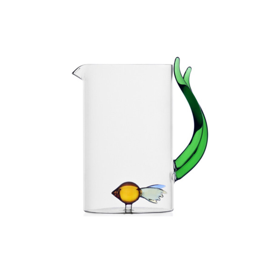 Kruik Animal Farm glas met vis met groen handvat-1