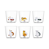thumb-Beker Tabby Cat glas 35 cl liggende amber kat met witte staart-2
