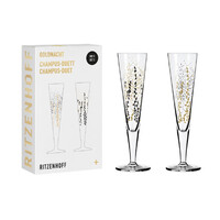Set van 2 champagnefluten Champus  Goldnacht Duett H23