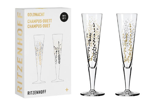  Ritzenhoff Design Glazen Set van 2 champagnefluten Champus Goldnacht Duett H23 
