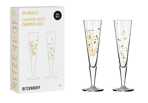  Ritzenhoff Design Glazen Set van 2 champagnefluten Champus Goldnacht Duett  F24 