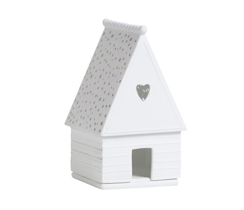  Räder Peperkoeken huisje hartje wit porselein - hoogte 13,5 cm 