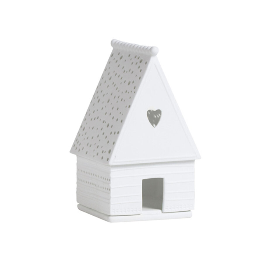 Peperkoeken huisje hartje wit porselein - hoogte 13,5 cm-1