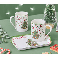 Set van 2 bekers met stippen en kerstboom op schaaltje Christmas Tree