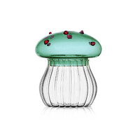 Bonbondoos / Suikerpot in glas Alice groene paddenstoel met rode stippen