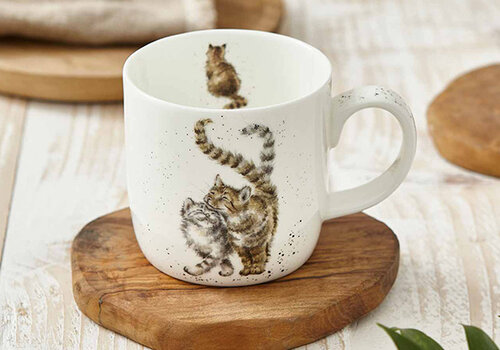  Royal Worcester  Beker met oor Wrendale katten 31 cl 