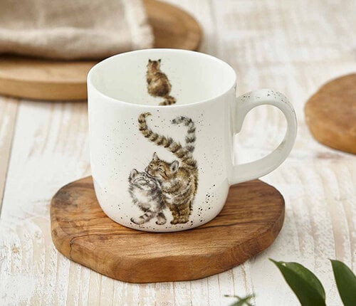 Royal Worcester  Beker met oor Wrendale katten 31 cl 