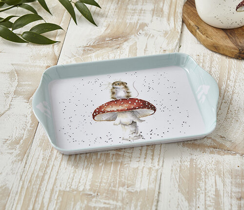 Royal Worcester  Klein dienblad Wrendale paddenstoel en muis 