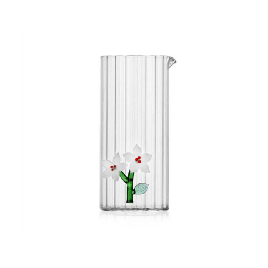 Kruik Christmas Flowers witte bloemen Optic glas-1