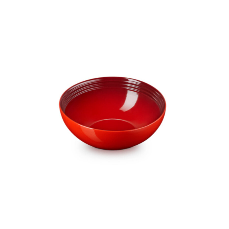 Serveerbowl / Slakom keramiek rood kersenrood 24 cm 2,2 liter-1
