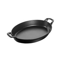 thumb-Ovale ovenschaal 32 cm gietijzer zwart met 2 handvatten-1
