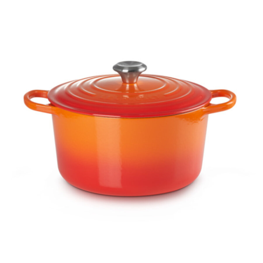 Hoge stoofpot Signature 26 cm 6.3 liter m deksel oranje volcanique-1