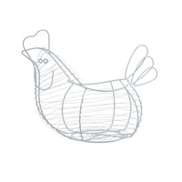 Eiermand kip witte metaaldraad  - 32x25 cm